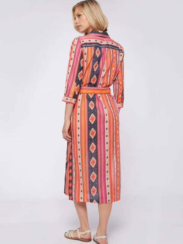 Mujer Vilagallo Vestido Algodon Estampado Navajo