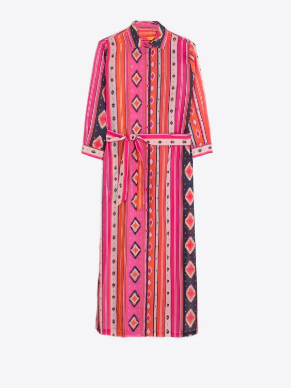 Mujer Vilagallo Vestido Algodon Estampado Navajo