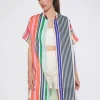 Mujer Vilagallo Vestido Camisero 100% Lino Rayas