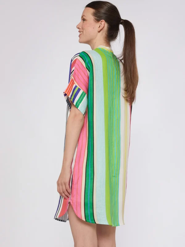 Mujer Vilagallo Vestido Camisero 100% Lino Rayas