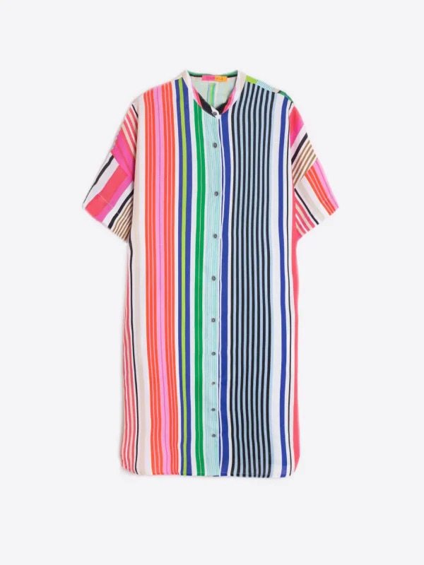 Mujer Vilagallo Vestido Camisero 100% Lino Rayas