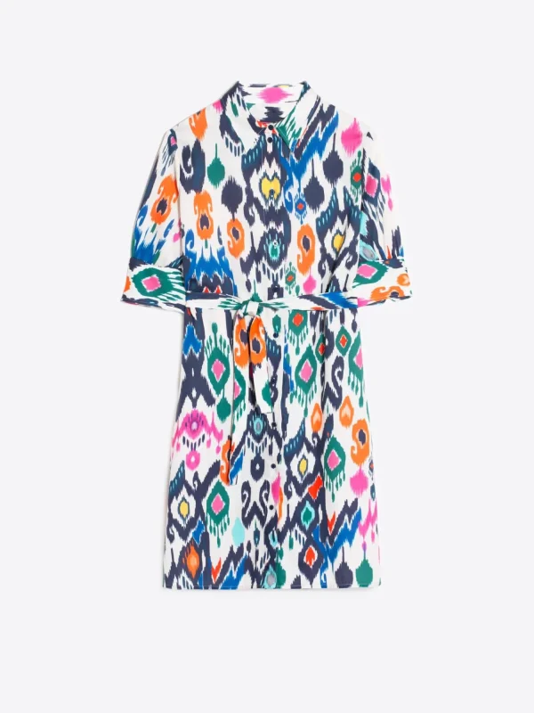 Mujer Vilagallo Vestido Camisero Algodon Estampado Ikat