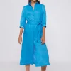 Mujer Vilagallo Vestido Camisero De Lino Detalle Bordado