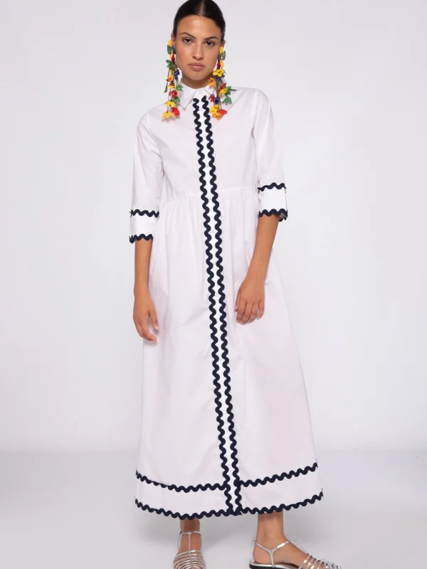 Mujer Vilagallo Vestido Camisero Popelin Blanco