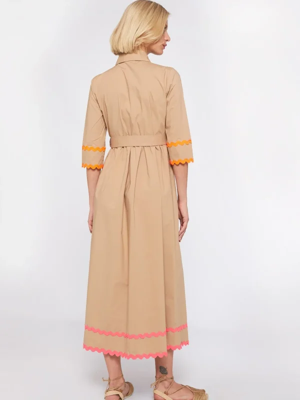 Mujer Vilagallo Vestido Camisero Popelin Beige