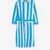 Mujer Vilagallo Vestido Camisero Rayas Turquesa Detalle Bordado