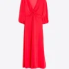 Mujer Vilagallo Vestido Carolina Coral Knit Satin