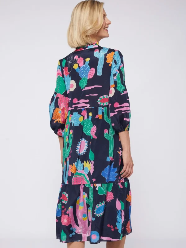 Mujer Vilagallo Vestido Catalina Cactus Navy Print