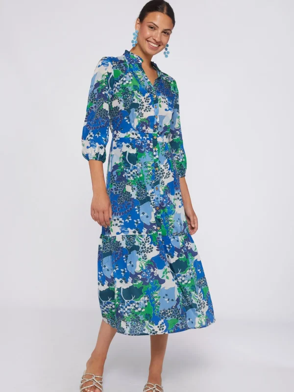 Mujer Vilagallo Vestido Estampado Blue Blossom