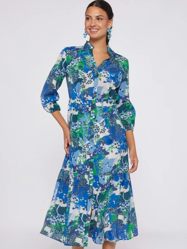 Mujer Vilagallo Vestido Estampado Blue Blossom