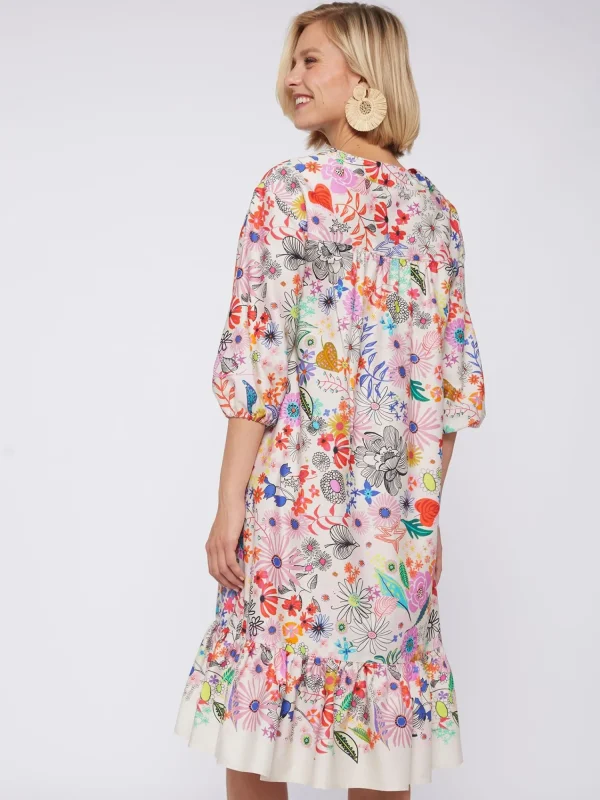 Mujer Vilagallo Vestido Fabrizia Hand Painted Flowers