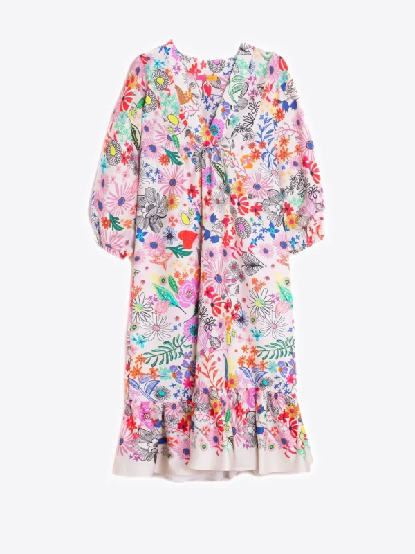 Mujer Vilagallo Vestido Fabrizia Hand Painted Flowers