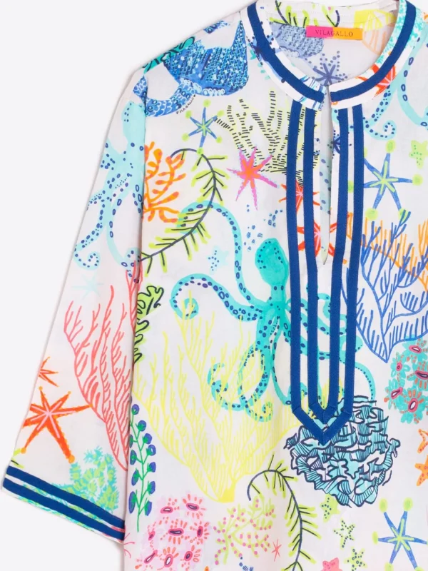Mujer Vilagallo Vestido Kaftan Estampado Sirena