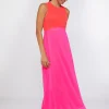 Mujer Vilagallo Vestido Largo Chiffon Rosa Naraja