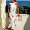 Mujer Vilagallo Vestido Largo Flores 100% Lino
