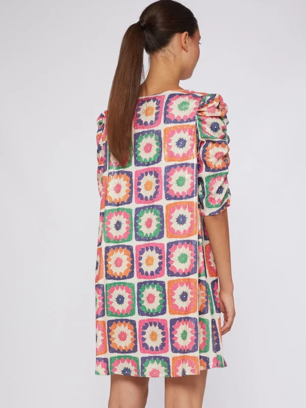 Mujer Vilagallo Vestido Lentejuelas Estampado Crochet
