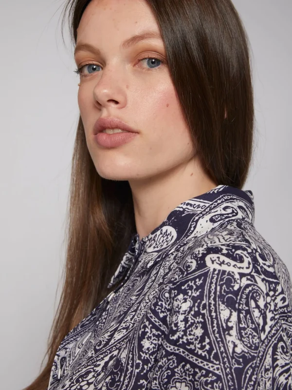 Mujer Vilagallo Vestido Lino Estampado Paisley