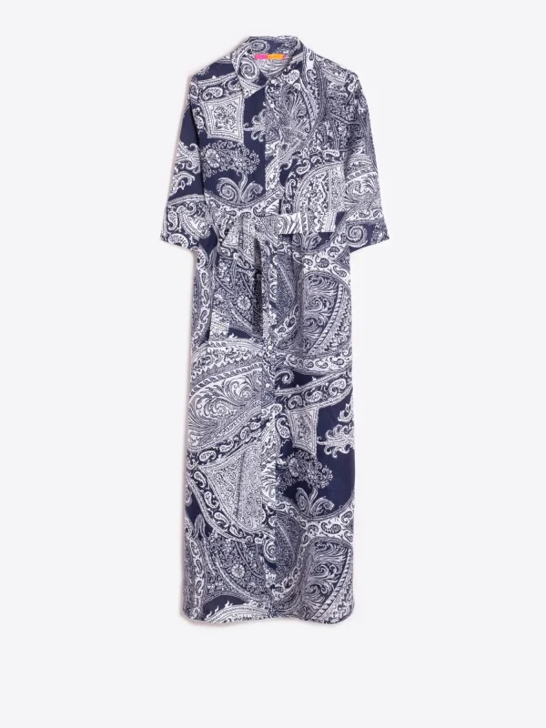 Mujer Vilagallo Vestido Lino Estampado Paisley