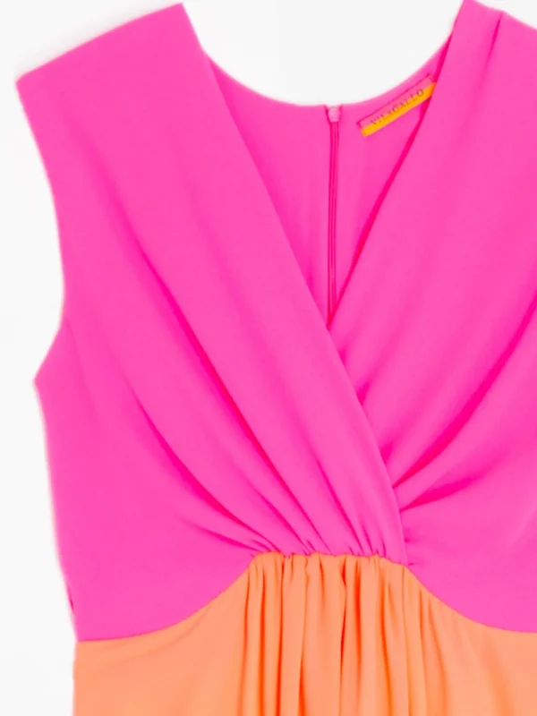 Mujer Vilagallo Vestido Lucia Orange Fluor Georgette