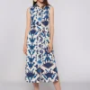 Mujer Vilagallo Vestido Midi Estampado Ikat Azul
