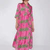 Mujer Vilagallo Vestido Natalia Pink Palm Tree