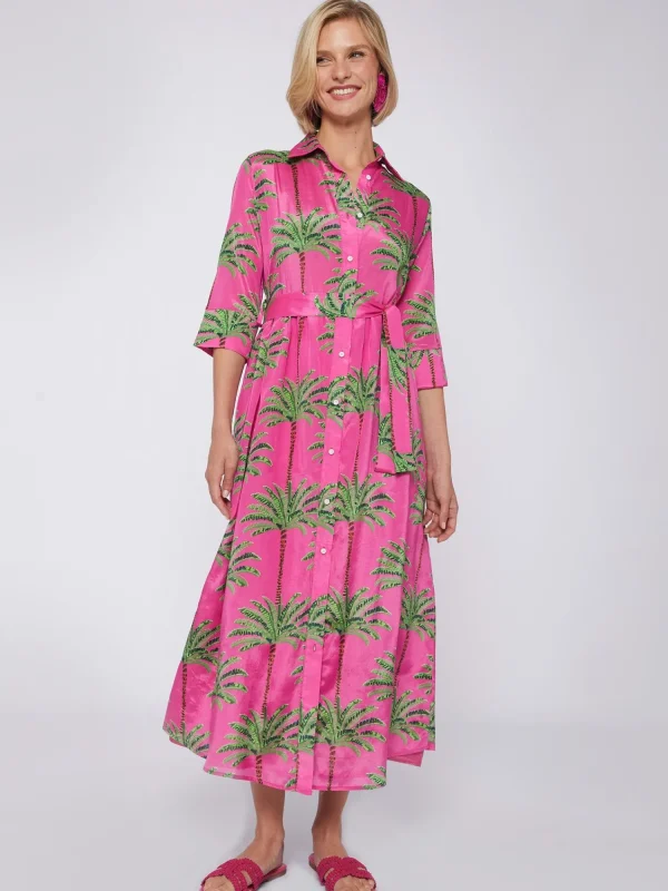 Mujer Vilagallo Vestido Natalia Pink Palm Tree