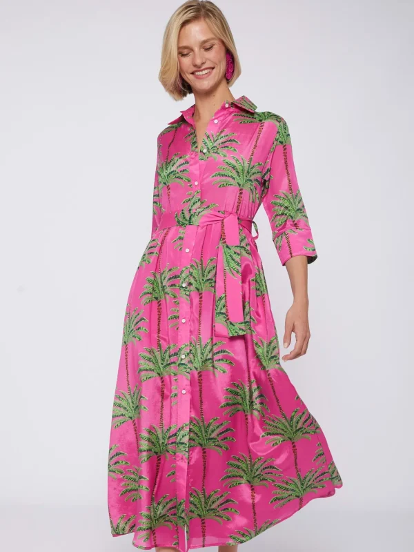 Mujer Vilagallo Vestido Natalia Pink Palm Tree