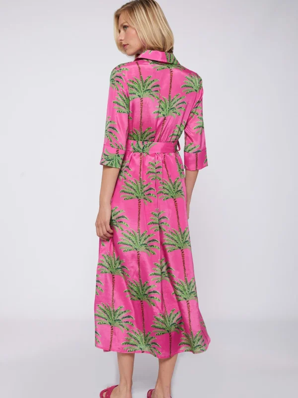 Mujer Vilagallo Vestido Natalia Pink Palm Tree