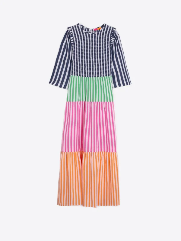 Mujer Vilagallo Vestido Nido Abeja Rayas Popelin