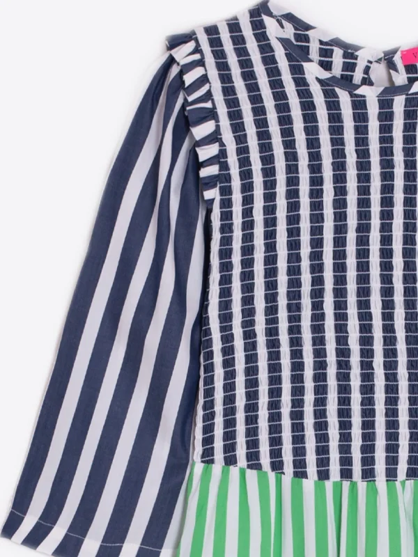 Mujer Vilagallo Vestido Nido Abeja Rayas Popelin