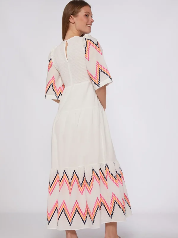 Mujer Vilagallo Vestido Nido De Abeja Bordado Zig-Zag