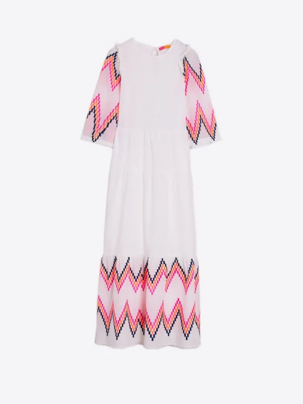 Mujer Vilagallo Vestido Nido De Abeja Bordado Zig-Zag