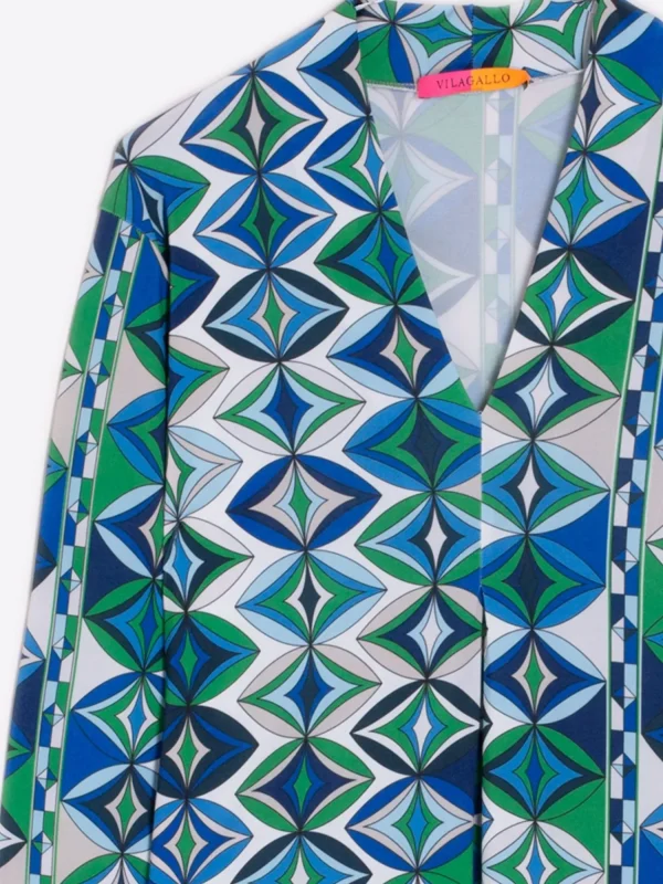 Mujer Vilagallo Vestido Noam Green Geometric Knit Print