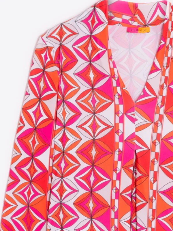 Mujer Vilagallo Vestido Noam Pink Geometric Knit Print