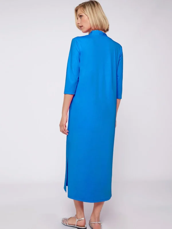 Mujer Vilagallo Vestido Punto Azul Santinado