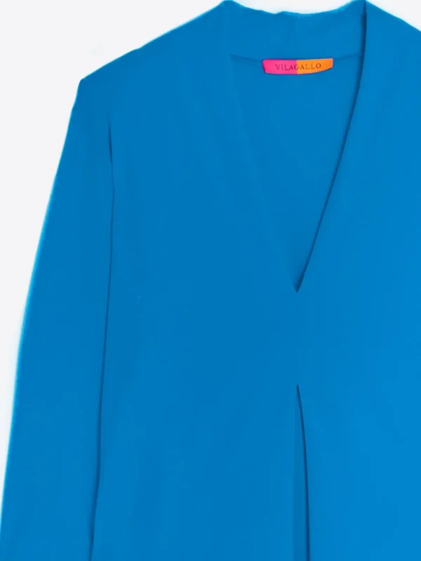 Mujer Vilagallo Vestido Punto Azul Santinado