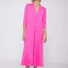 Mujer Vilagallo Vestido Punto Elastico Rosa Fluor