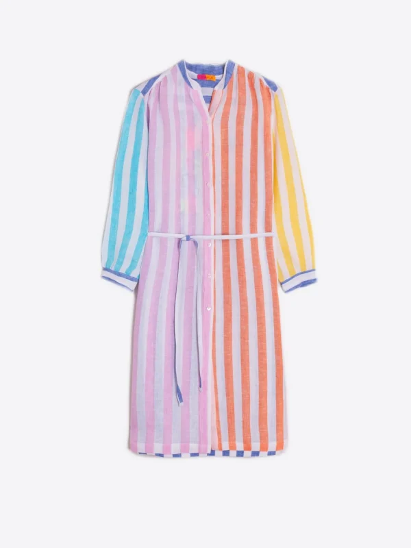 Mujer Vilagallo Vestido Rayas Bordado Contraste