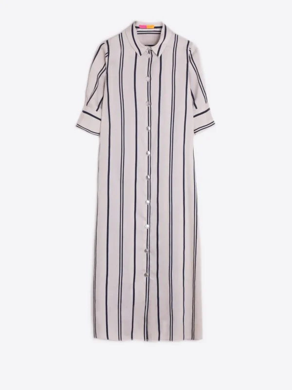 Mujer Vilagallo Vestido Rayas Contraste Midi