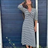 Mujer Vilagallo Vestido Rayas Navy Canale
