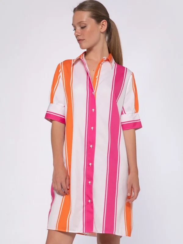 Mujer Vilagallo Vestido Rayas Rosa Naranja