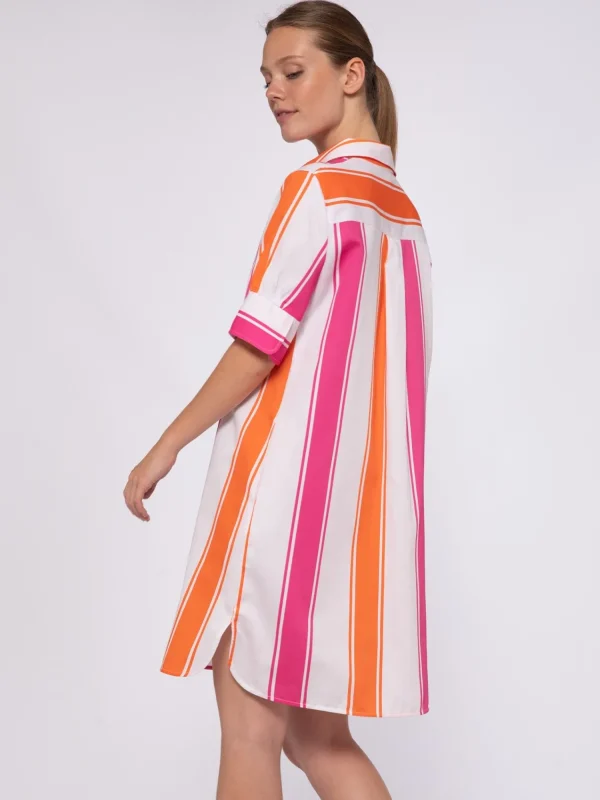 Mujer Vilagallo Vestido Rayas Rosa Naranja