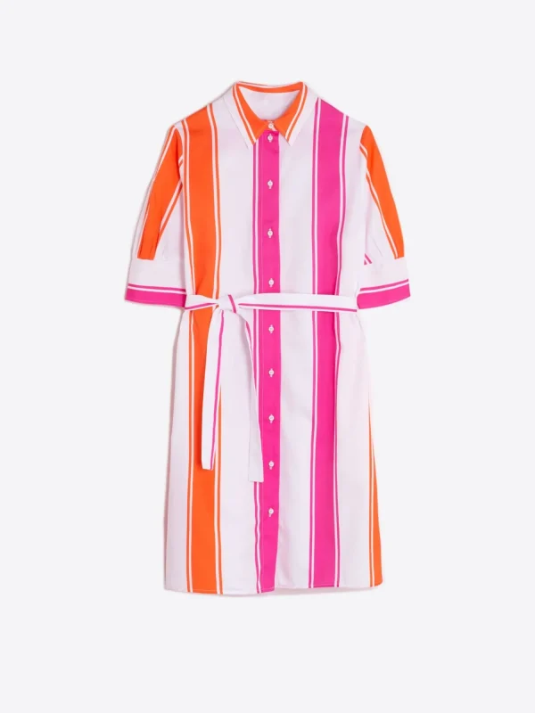 Mujer Vilagallo Vestido Rayas Rosa Naranja