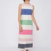 Mujer Vilagallo Vestido Tirantes Lino Maxi Rayas