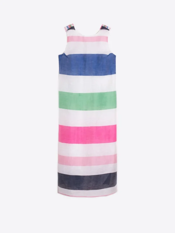 Mujer Vilagallo Vestido Tirantes Lino Maxi Rayas