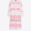 Mujer Vilagallo Vestido Voile Bordado Rosa Y Camel
